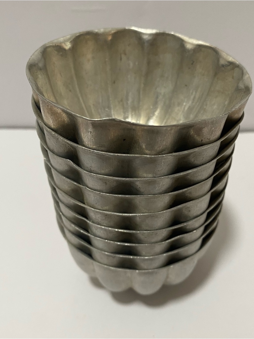 Vintage Jello Metal Fluted Tart Molds - Silver Stack of 9